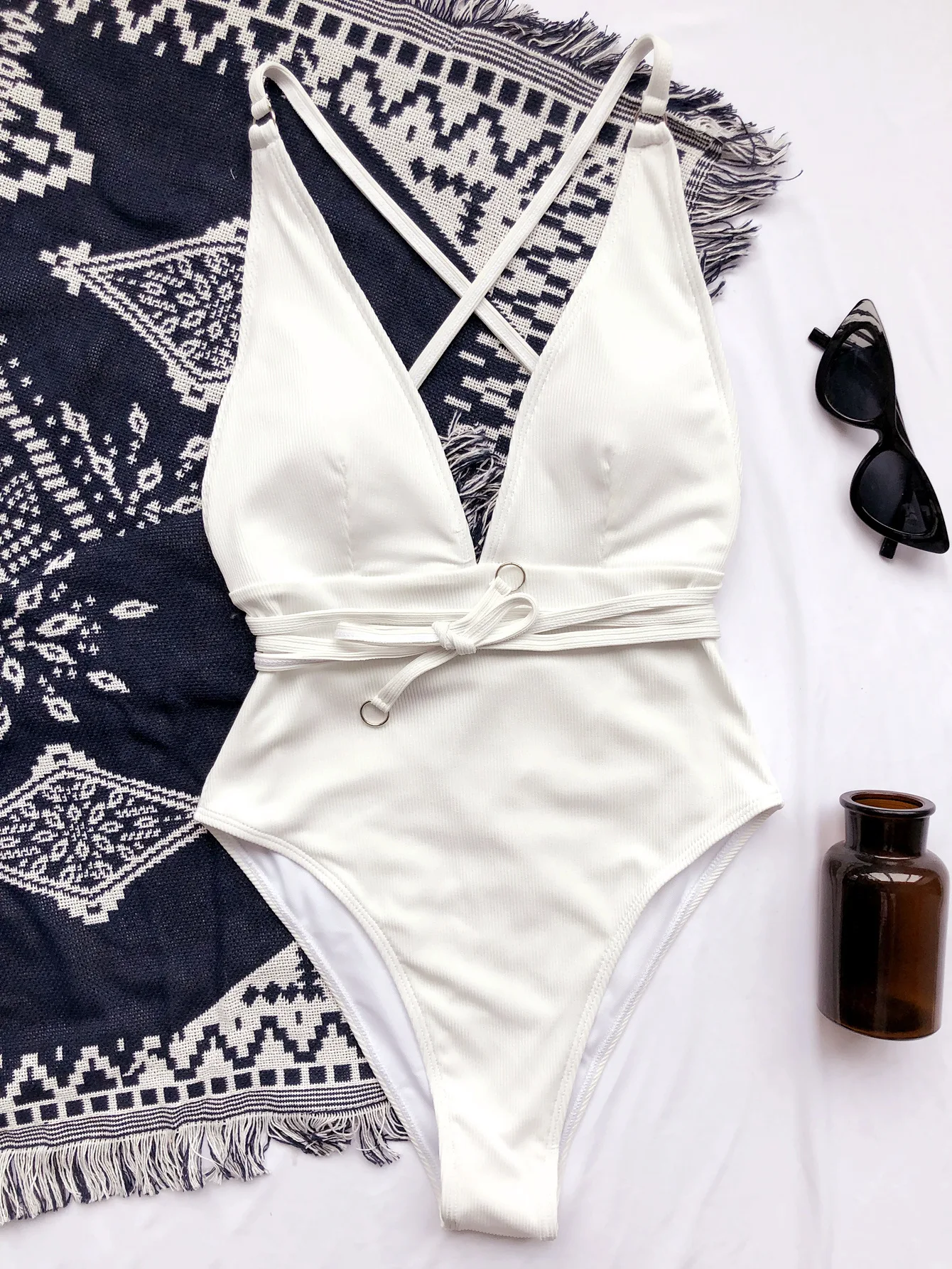 2022 European and American New Style One-piece Bikini Sexy Backless Swimwear AliExpress Swimsuit | Женская одежда