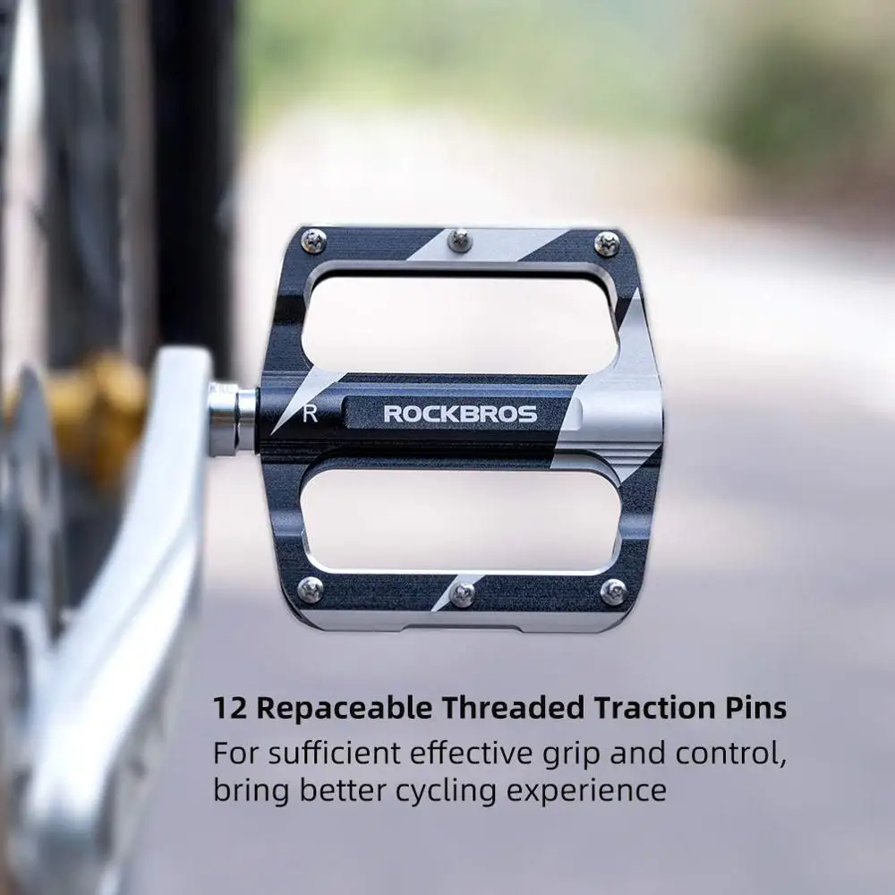 ROCKBROS Bike Pedals MTB Aluminum CNC Alloy Sealed DU Bearing Non-slip Spikes Wearable Accessories | Спорт и развлечения