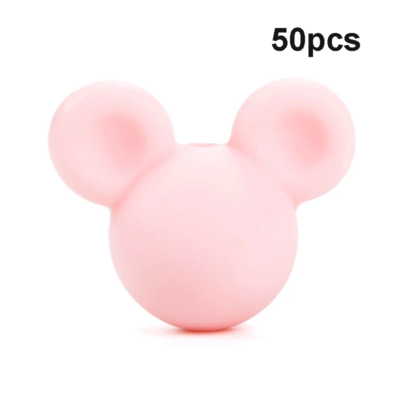Peach LOFCA 50 шт силиконовые бусины для прорезывания зубов Микки детские бусины для прорезывания зубов силиконовые бусины пищевого качества BPA бесплатно DIY Изготовление ожерелий с подвесками - Цвет: Peach