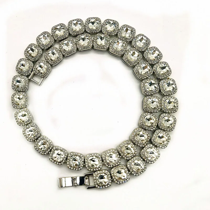 

12MM Quality Prong Set Big Size Solitaire Tennis Chain Necklace Mens Iced Out Bling CZ Charm Necklaces Hip Hop Fashion Jewelry