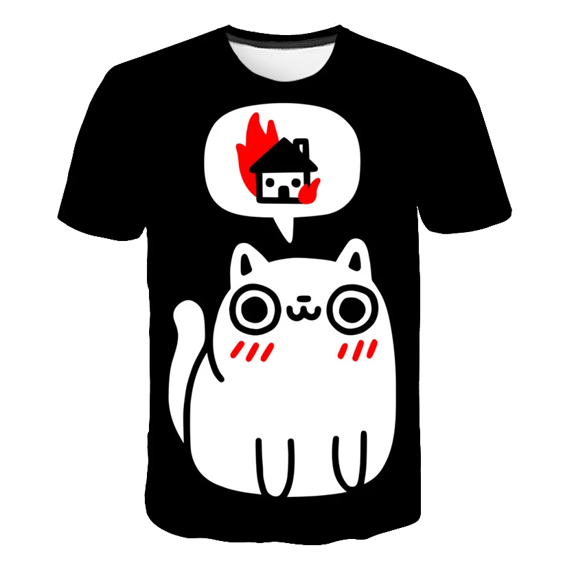 

summer men's Women's parent-child cat print short-sleeved T-shirt comfortable hip-hop high-quality top 3d printed t shirts men
