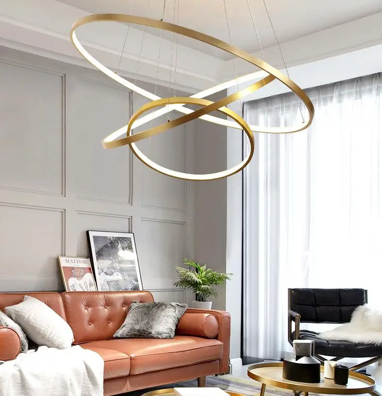 

2020 Living room Pendant Light Golden circular Ring luxury Light lighting For Restaurant Bedroom Decor Fixture lamp