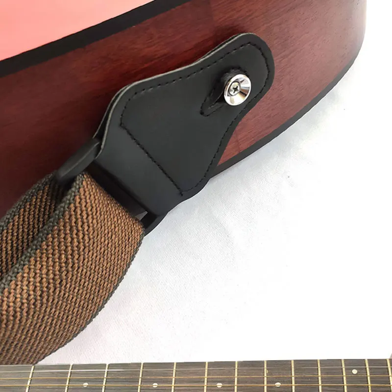 Наплечный ремень для гитары мягкий хлопковый ремешок с кожаными концами