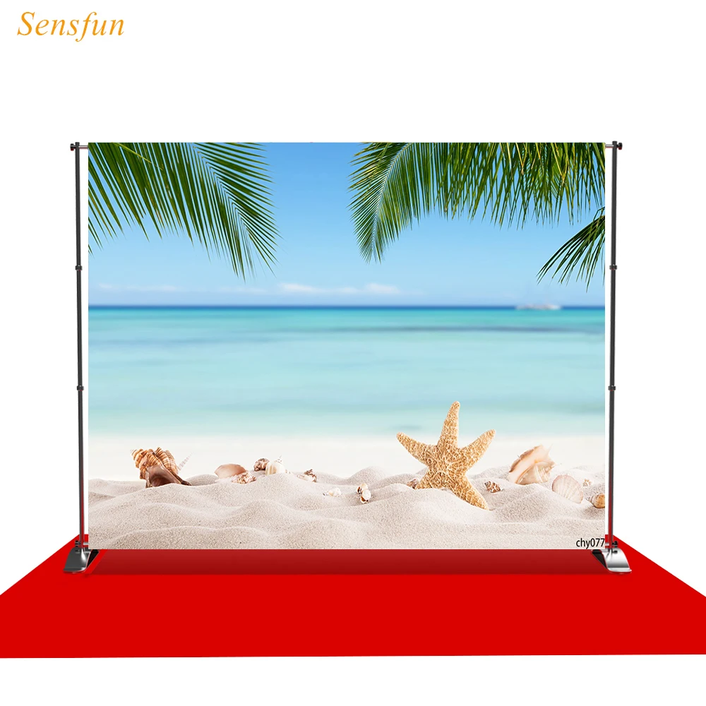 

LEVOO Photographic Backdrop Summer Sea Beach Starfish Palm Leaves Photography Background Photo Studio Shoot Props Photophone