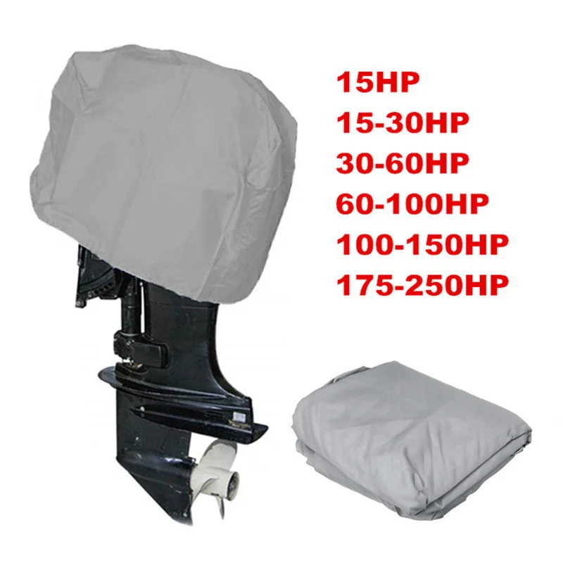 

15-250HP 210D Waterproof Yacht Half Outboard Motor Engine Boat Cover Anti UV Dustproof Cover Marine Engine Protector Canvas