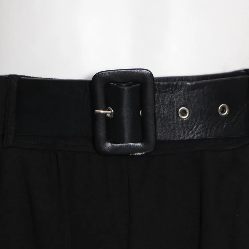 

TWOTWINSTYLE Black Sashes Slim Trousers For Women High Waist Full Length Minimalist Pencil Pants Female 2021 Spring Fashion