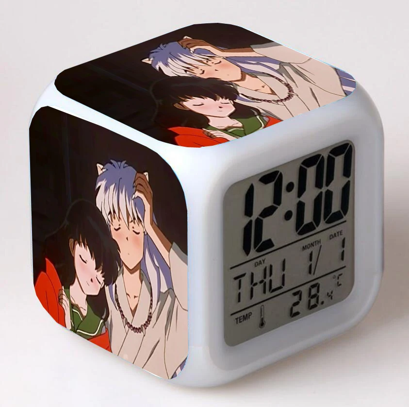 

Аниме Инуяша Мультфильм светодиодный 7 цветов вспышка Цифровые будильники светильник спальня настольные часы будильник