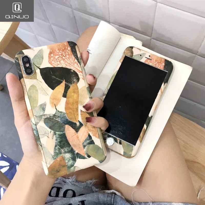 Чехол для телефона в стиле ретро с листьями 360 iPhone 11 Pro XS Max X XR чехол цветами 7 8 6 6S Plus