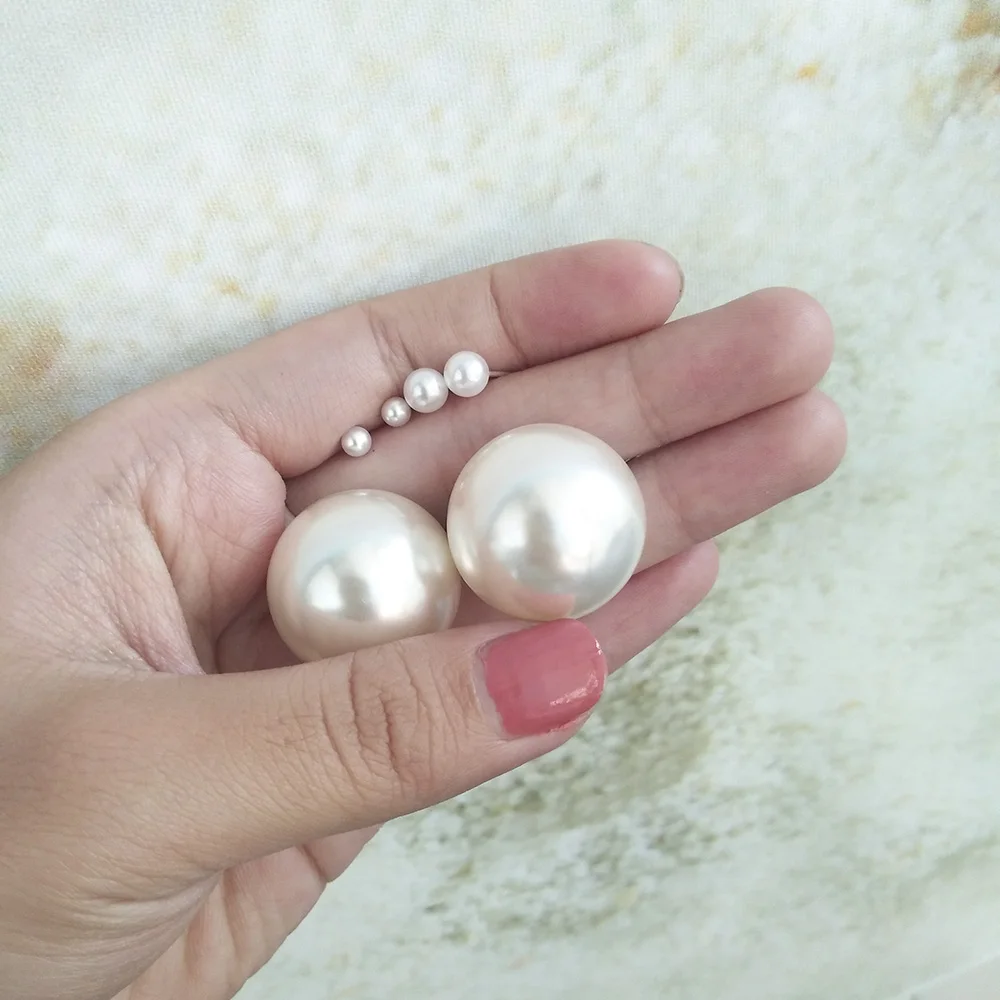 Japanese Korean Retro Big Pearl Earrings sizes white pearl Ear Studs Temperament Simple Personality Pendients For Women Jewelry | Украшения