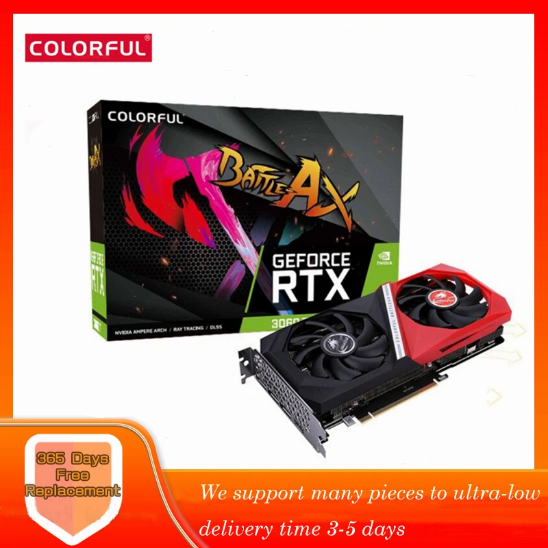 

Красочная видеокарта Raphic GeForce RTX 3060 DUO 12G L LHR 12 Гб GDDR6 графические карты 192 бит HDMI совместимая видеокарта PCI-E 4,0 GPU