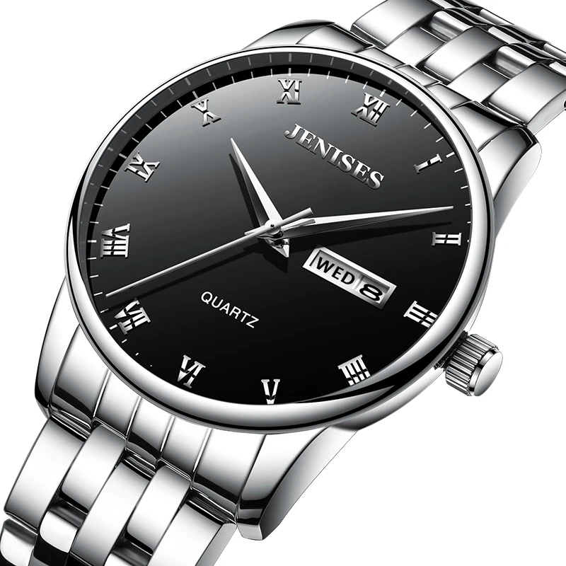 

Top Brand Luxury Quartz Watches for Men Stainless Steel Analog Week Calendar Waterproof Wristwatch Male Clock Erkek Kol Saati