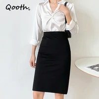 qooth summer women bodycon pencil skirt plus size split 6xl high waisted skirts fashion office lady elegant long skirt qt951