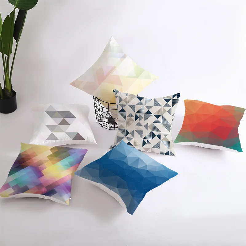 Geometric Prism Cushion Cover Pillow case Polyester Velvet Home Decortion Colorful Sofa Car Throw Pillows Covers 45x45cm | Дом и сад