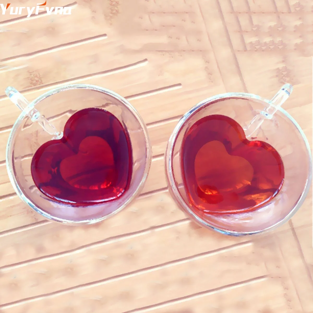 YuryFvna кружка с двойными стенками в форме сердца офисные кружки теплоизоляция