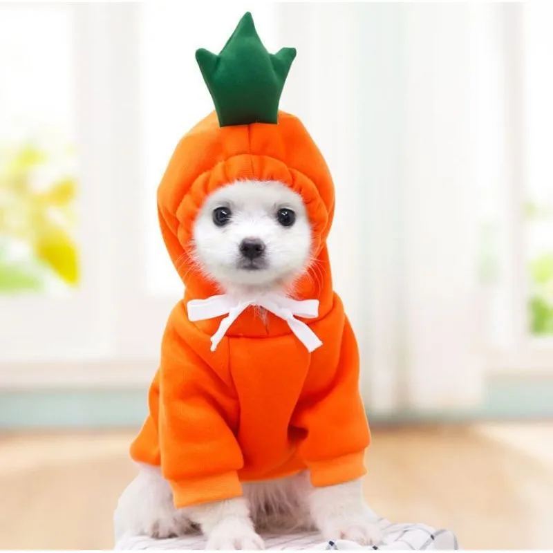 

Dog Carrot Christmas Costume Hoodie Cat Pet Clothes Puppy Sweatershirt Halloween Soft Comfortable Jumpsuit Cotton Coat Outfit