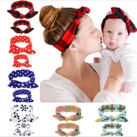 new hot sale printed mother and child suit parent child bunny ears headband baby hairband headdress mom and son suit