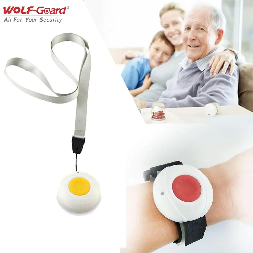 

2x Wolf-Guard 433MHz Emergency SOS Button Panic Alarm Waterproof Home Security System Accessories for Elderly/Patients/Children
