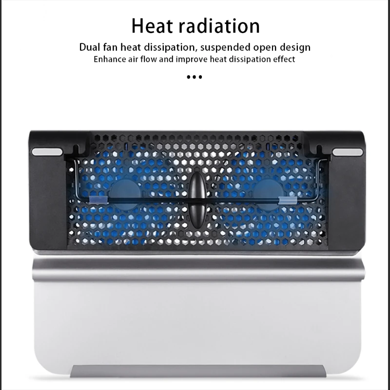 

Охлаждающая подставка для ноутбука из алюминиевого сплава, игровой коврик для ноутбука с кулером и 2 USB-портами