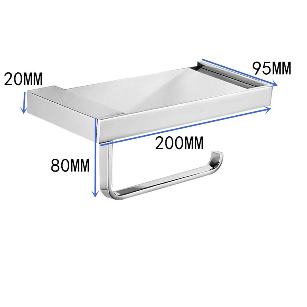 taicute fashion toilet paper holder with phone shelf stainless steel tissue paper roll hanger wall mount wc bathroom accessories free global shipping