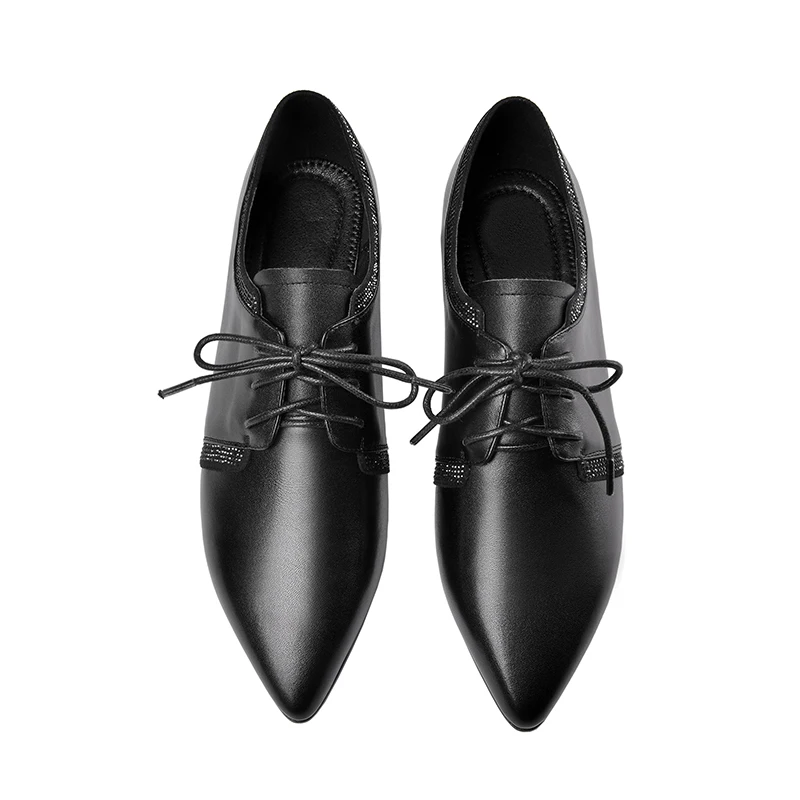 

wetkiss Cow Leather Flats Lace Up Rivets Cow Leather Women Flat Shoes Super Leisure Fashion Shoes Women 2020