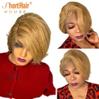 Имбирные короткие парики из человеческих волос, блонд, прозрачный парик на сетке спереди, Remy, перуанские прямые, оранжевые, на сетке спереди, парик для черных