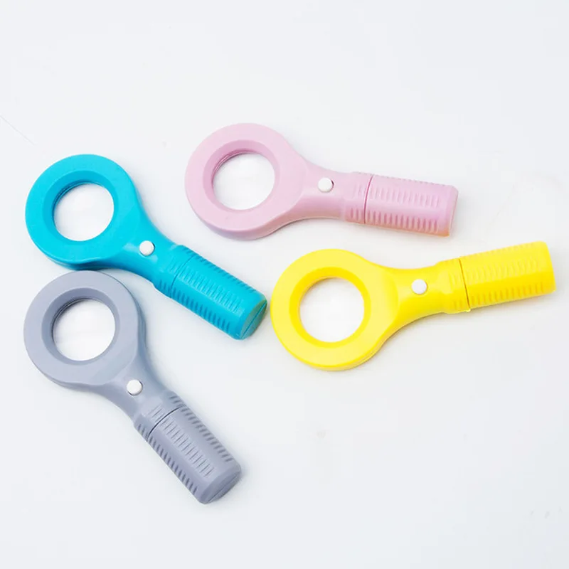 

Kids Magnifier Glass student Night reading led ligh magnifying 35MM Children's Toy Pocket mini Loupe Glass Math teaching aids