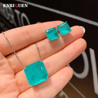 vintage paraiba tourmaline emerald lab gemstone jewelry sets for women wedding party earrings pendant necklace anniversary gift