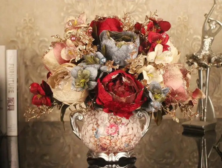 Европейский смолы ваза искусственный цветок набор растительных орнаментов