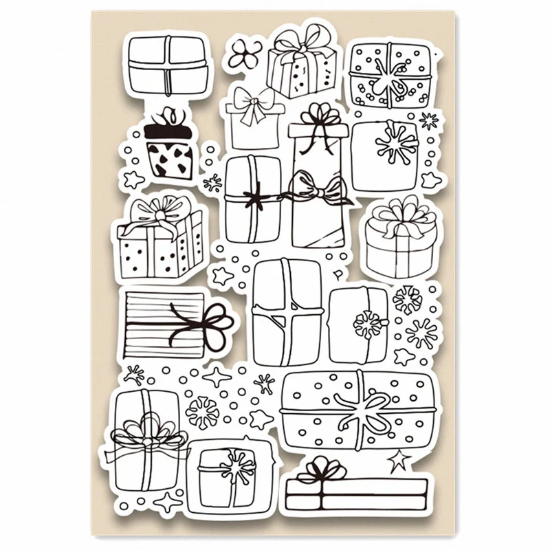 Caja de regalo de sellos transparentes claros, sello de silicona para &aacute;lbum para recortes de fotos, fabricaci&oacute;n de tarjetas, 11x16CM-1