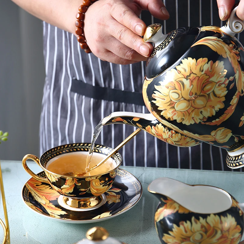 Европейский костяной фарфор кофейная чашка блюдце набор Роскошный Британский