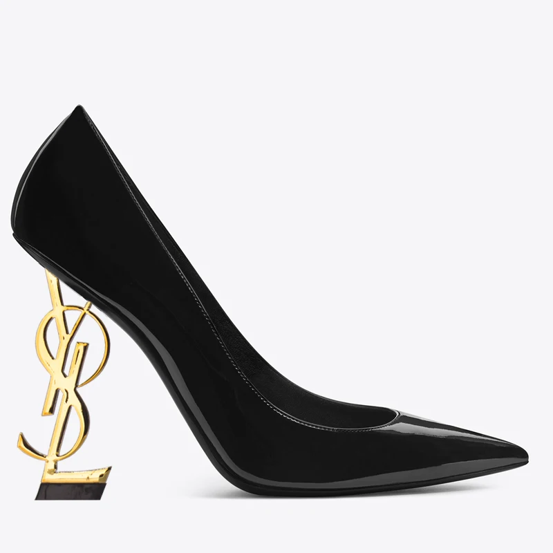 

2021 luxury brand leather French ladies high heels high heels shallow letters women's single shoes
