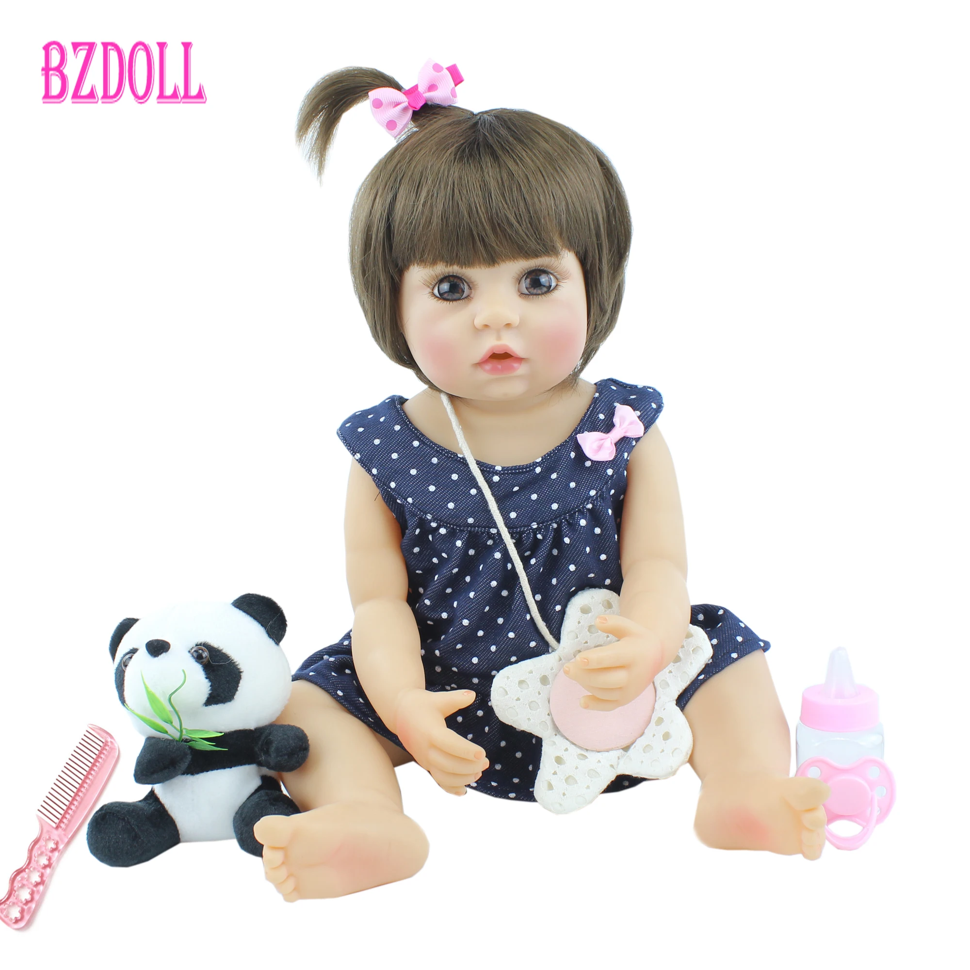 

55CM Full Soft Silicone Baby Reborn Doll Toy For Girls Lifelike Newborn Dress Up Princess Toddler Alive Babies Child Bebe Boneca