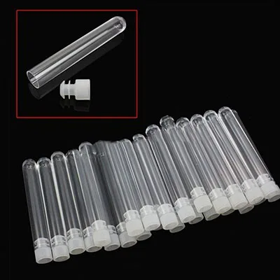 

12x100mm Clear Plastic Test Tube With Cap U-shaped Bottom Long Transparent Test Tube Lab Supplies 10 Pcs /set
