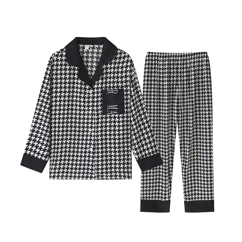 Long Sleeve Pajamas Autumn Long Sleeve Trousers Suit Fashion Pyjama Set Large Size Two-piece Nightwear Home Service Sleepwear