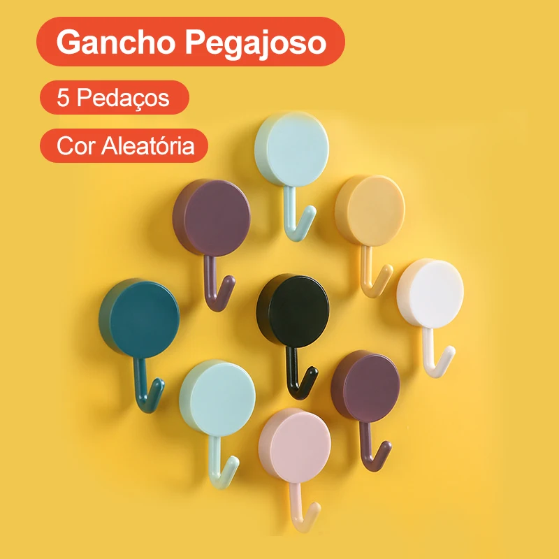 

Five random colors Hook Strong Adhesive Sticking Wall Kitchen Cute Hook Seamless No-Punch Sticky Hook