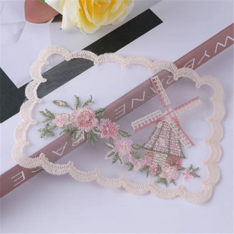 Кружевные вышитые цветочные нашивки для шитья одежды сделай сам сумка занавеска