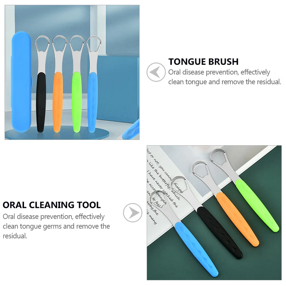 

4 Sets Tongue Scraper Stainless Steel Tongue Coating Scrapers Tongue Cleaner