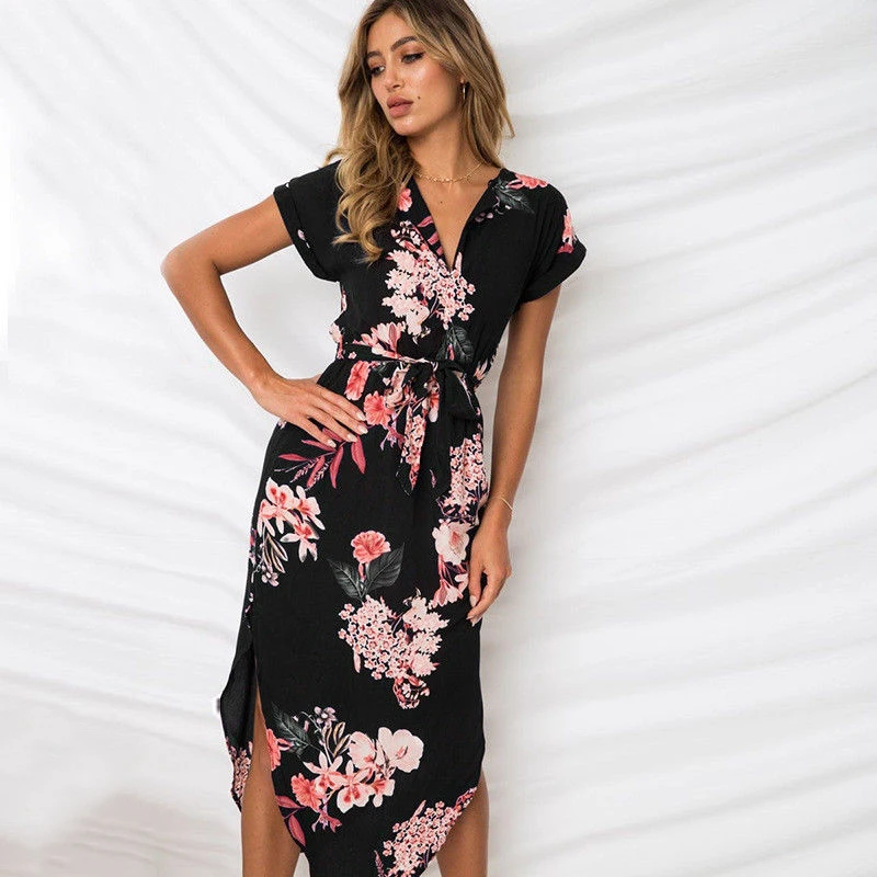 Пляжные бандажные дамы миди платье элегантные вечерние платья Boho шикарный