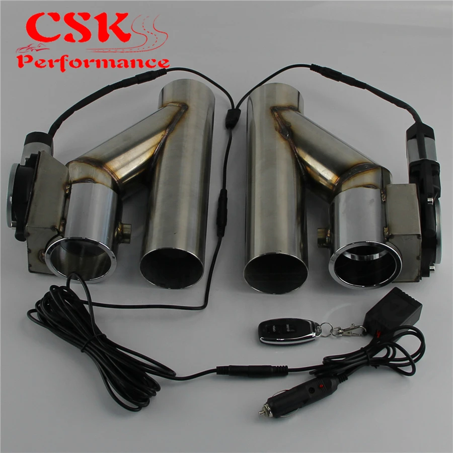 3" 76mm Dual Electric Exhaust Cutout Cutoff Downpipe Dump Bypass Valve Kit Wireless Controller / Switch Control | Автомобили и