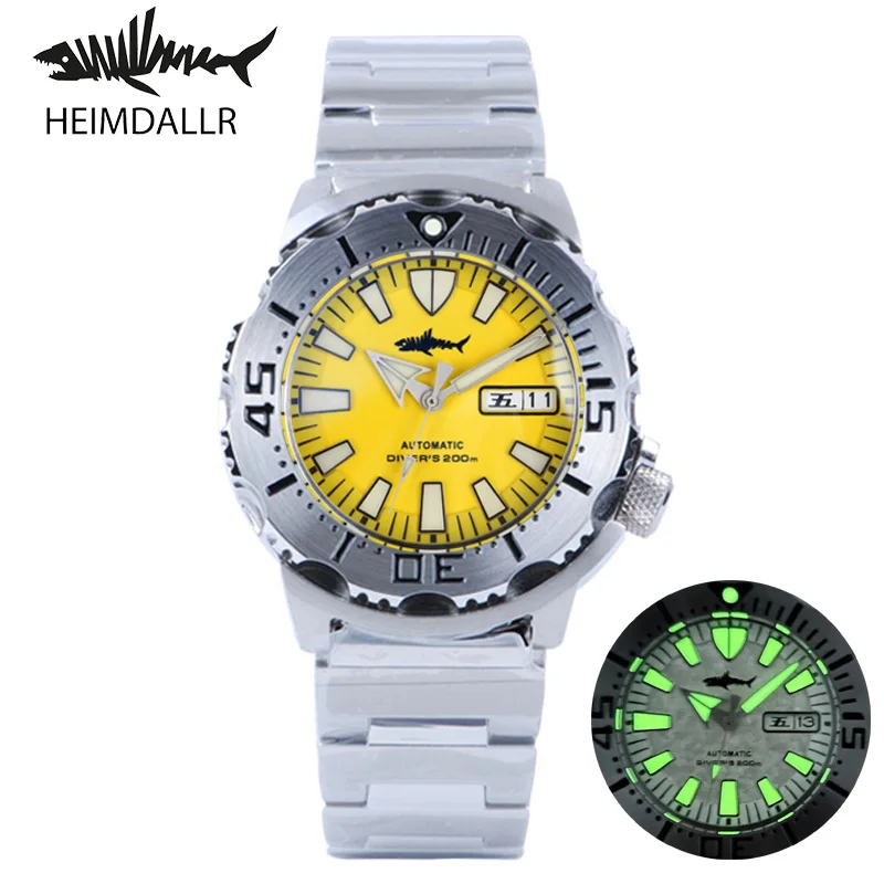 

Мужские наручные часы Heimdallr V2 Monster для дайвинга из нержавеющей стали, мужские наручные часы с автоматическим движением, водостойкие светящи...