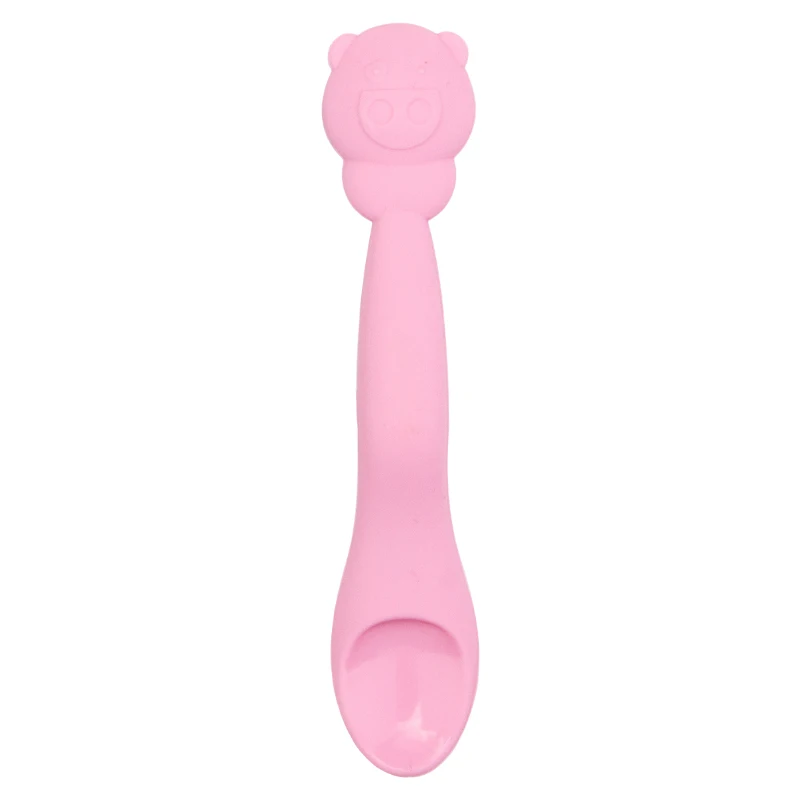 

Qshare Soft Silicone Baby Infant Spoon Self Feeding Fat Handle Utensil BPA Free