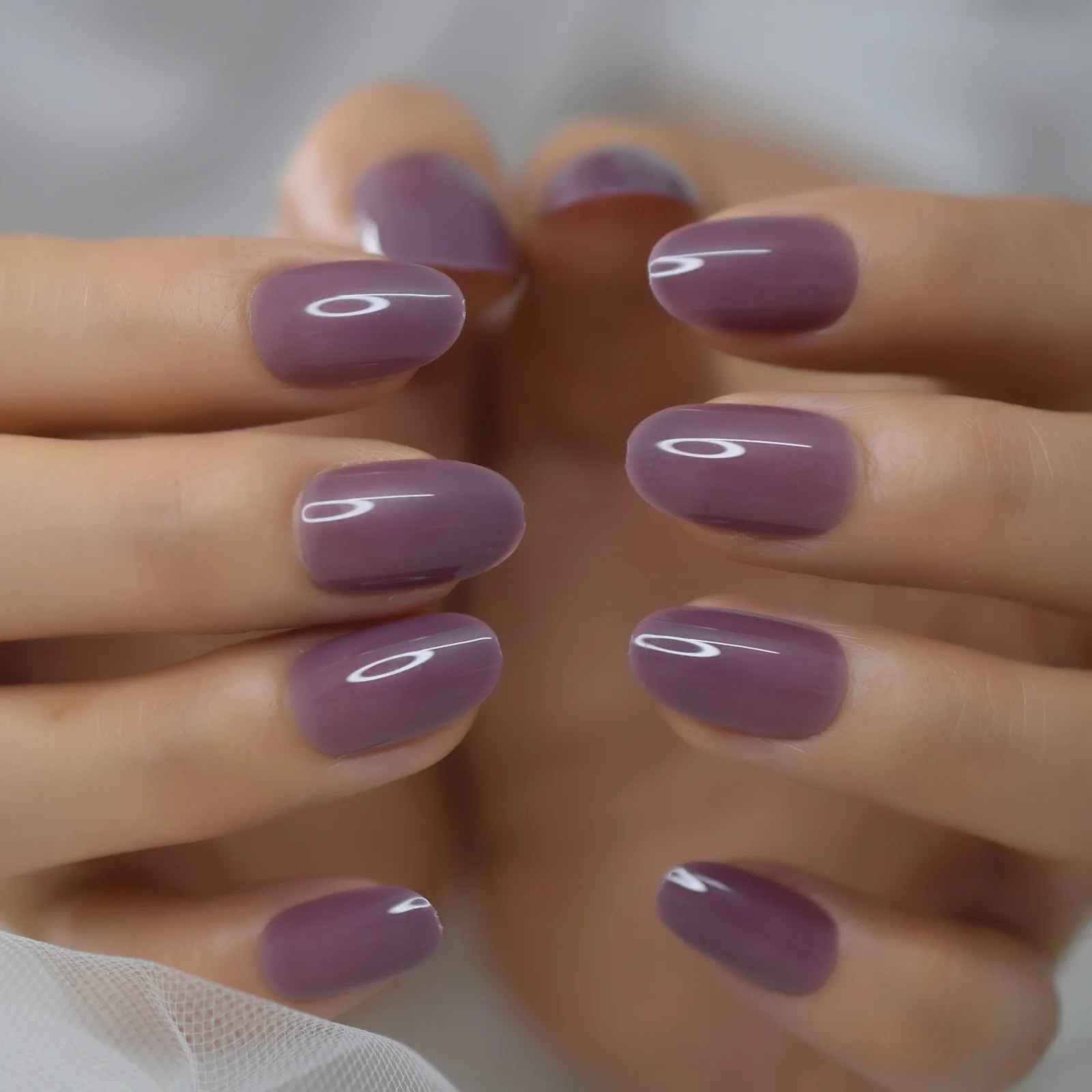 Круглые Искусственные ногти искусственные темно-фиолетовые нажимные накладные