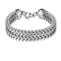 potcet mens stainless steel titanium steel double bracelet geometric fashion retro hip hop party jewelry