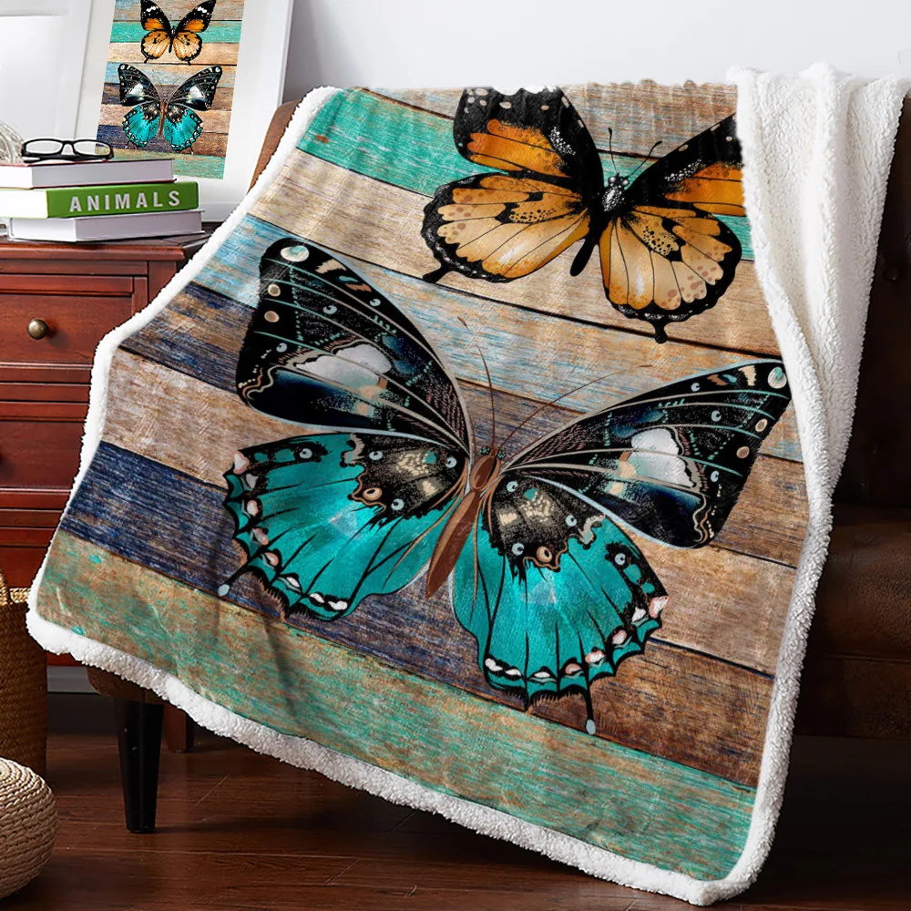 

Бабочка Цвет древесины дома ягненка, тевлая кашемировая постельное покрывало на диван, зима теплая подстежка на искусственном меху новорож...