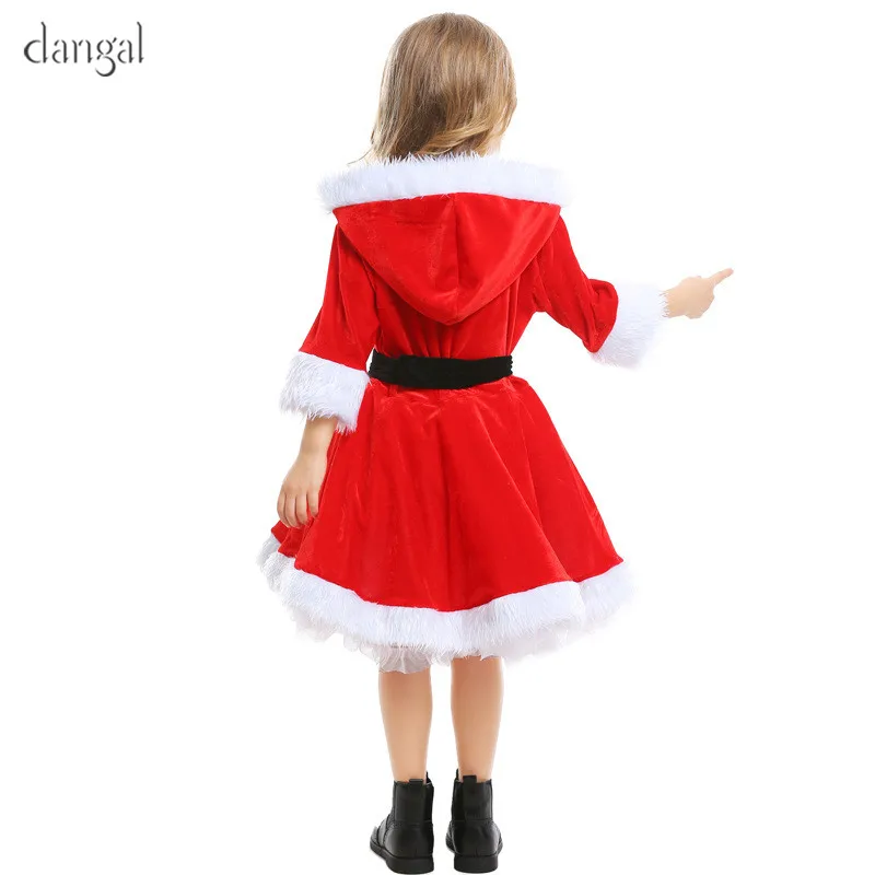 Новинка красное милое рождественское платье со шляпой для маленьких девочек