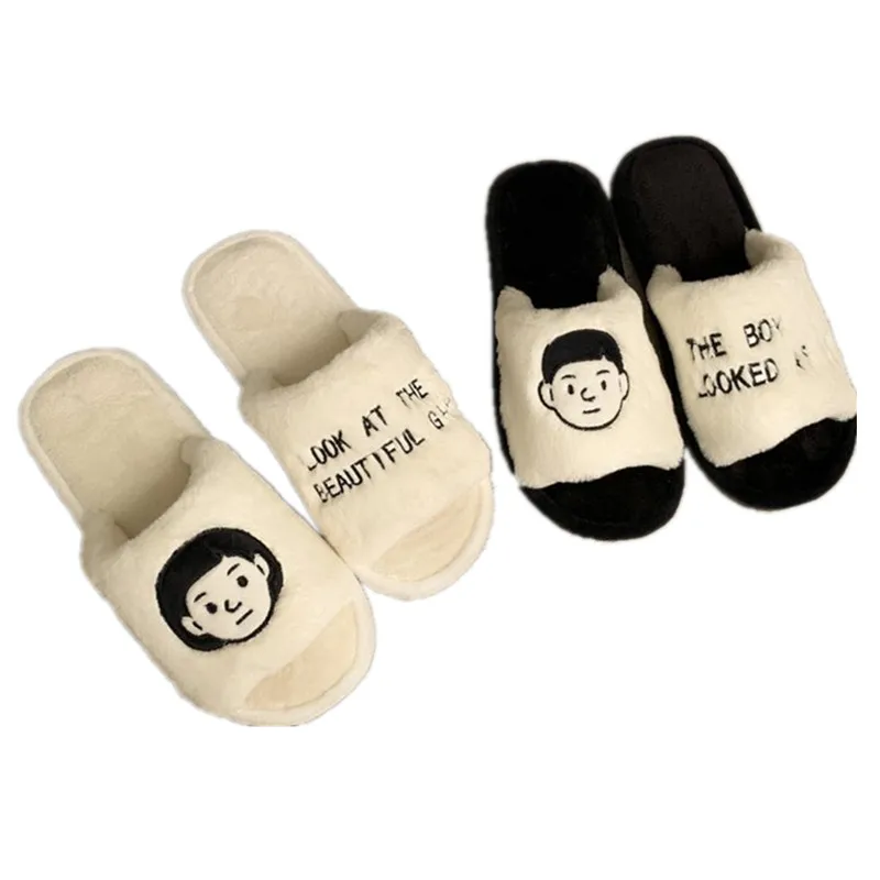 Японские тапочки для пары зимние плюшевые домашние с героями мультфильмов