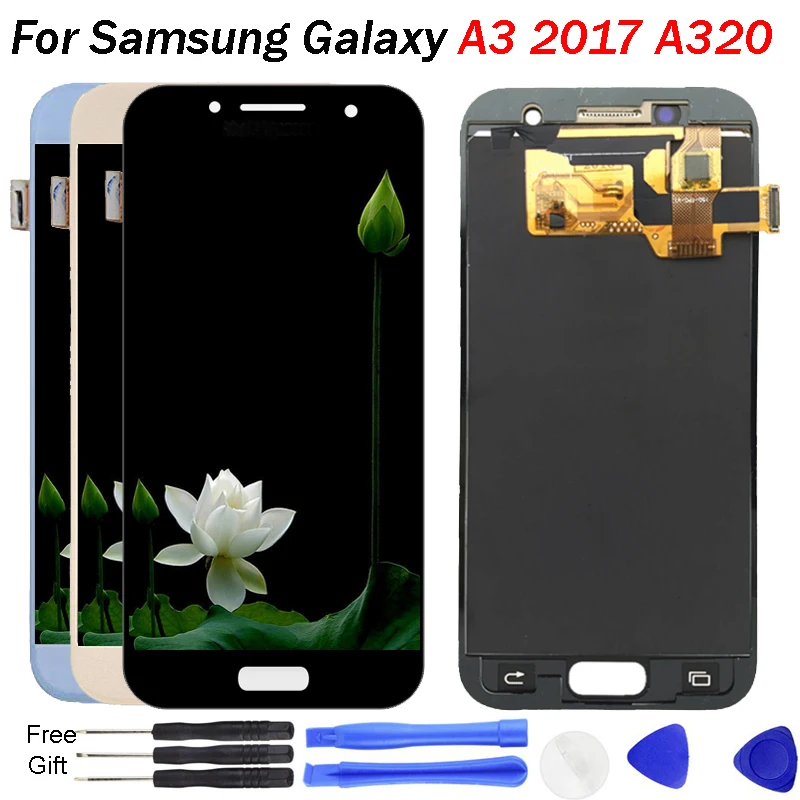 ЖК дисплей для Samsung A3 2017 4 7 дюйма сенсорный дигитайзер в сборе Регулируемый яркий