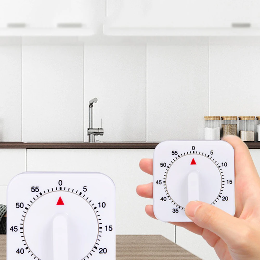 60 Minutes Kitchen Timer Count Down Alarm Reminder White Square Mechanical for mechanically timed relay | Дом и сад