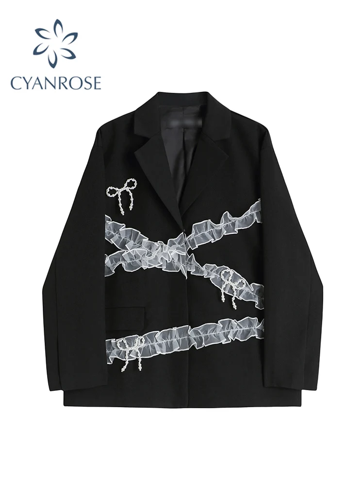 Женский шикарный кружевной блейзер в стиле пэчворк с бантом офисный женский