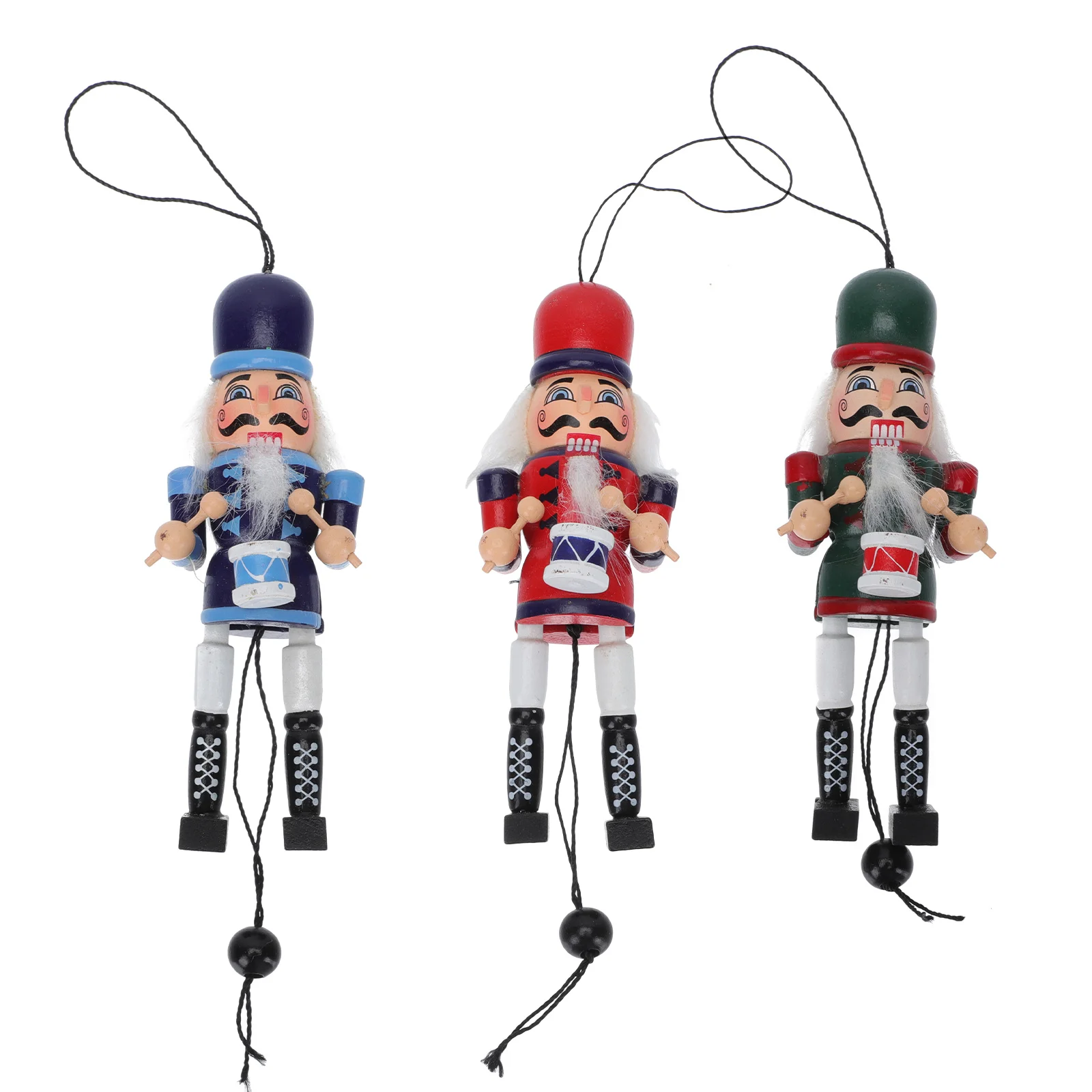 

3Pcs Wooden Nutcracker Puppet Handmade Figure Craft Chic Doll Decor Colorful